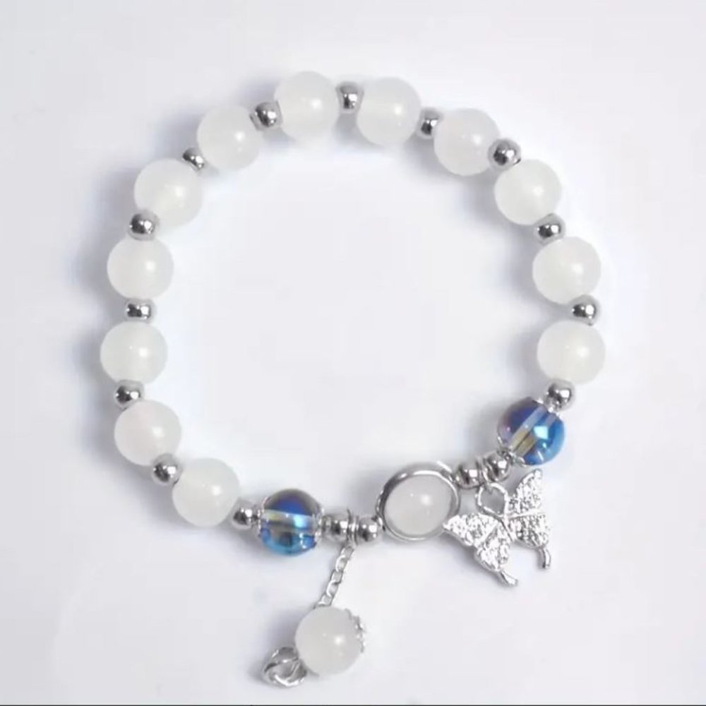 Adorable Butterfly Charm Beaded Bracelet